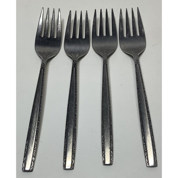 4 MCM Via Roma Forks ONEIDA COMMUNITY Stainless Flatware - Picture 1 of 3